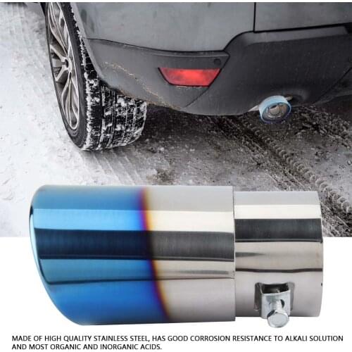 Universal Car Exhaust Pipe-Chrome Blue Stainless Steel Universal Car Straight Exhaust Pipe Rear Muffler Tip Tail Throat