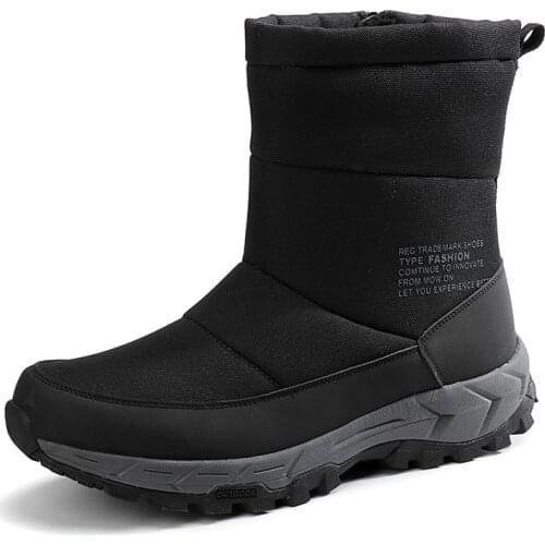 Waterproof Outdoor Hiking Shoes Fleece Warm Snow Boots for Men Anti-slippery Sport Trekking Boots Leather Mountain Boots