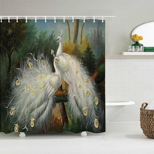 Tropical Plants Animals Bathroom Curtains Green Leaf Plant Waterproof Polyester Shower Curtain Nordic Home Bath Room Decoration