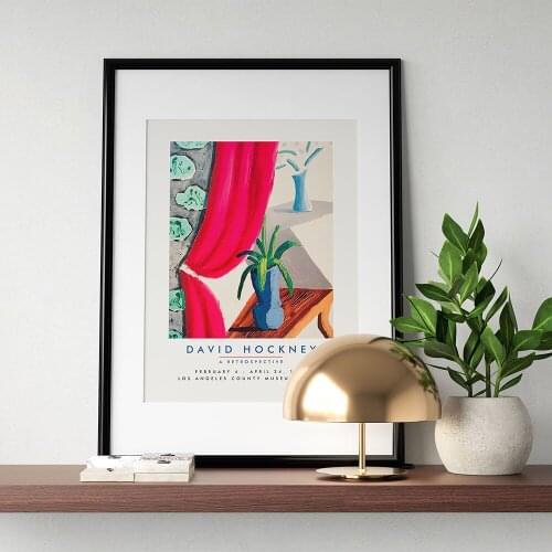 David Hockney Exhibition Poster Still Life with Magenta Curtain for LA County Museum of Art 1988 Print Canvas Painting Decor