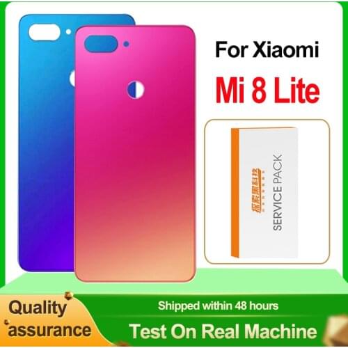 Back Housing For Xiaomi Mi 8 Lite Back Cover Battery Glass Adhesive Sticker For Xiaom Mi8 Lite Rear Cover Replacement