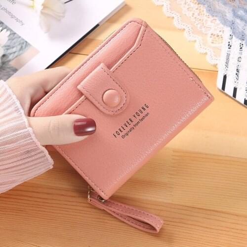 Womens Short Multiple Card Slots Wallets PU Leather Zipper Hasp Folded Coin Purses Photo Holder Female Ladies Casual Clutch