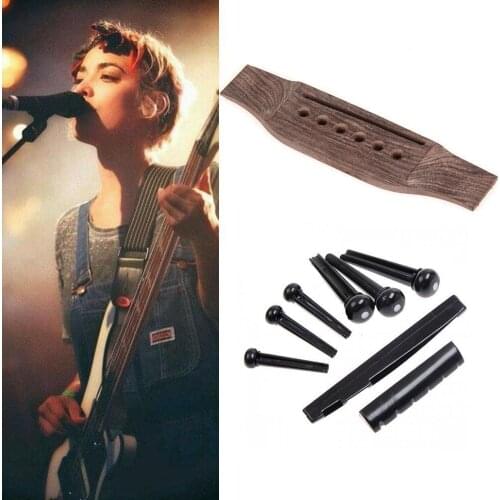 1 Set Acoustic Rosewood Guitar Bridge + Pillows String Saddle Code Bridge Code Guitar Nail Bridge Pins Nut Parts Guitar Sad P1G6