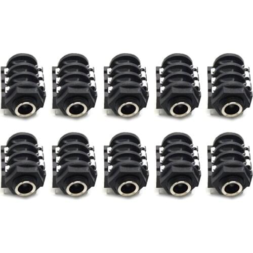 10PCS 6PIN 6.35mm Microphone Female Stereo Audio Socket Jack Connector