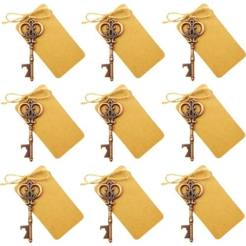 10Pcs/Set Key Shaped Bottle Opener Retro Corkscrew Wedding Gift Winebottle Keychain