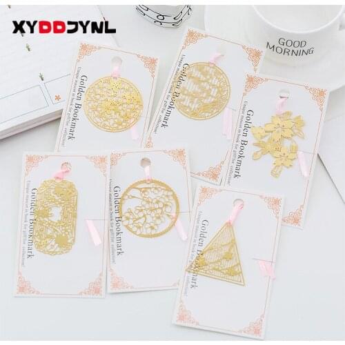 3 Pcs Cherry Blossom Hollow Metal Bookmark Pink Rope Escolar Book Markers Creativity Paper Clips Kawaii Stationery Items