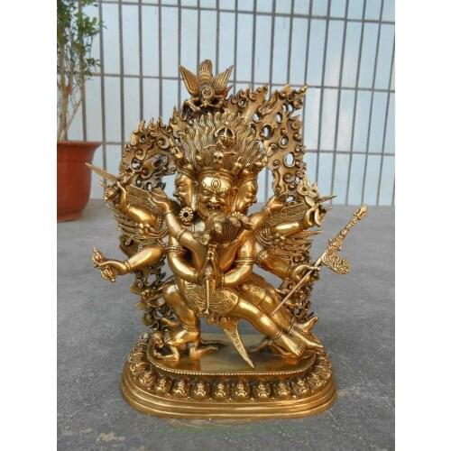 30CM LARGE GOOD wholesale buddha statue Tibetan Buddhism Buddha brass statue Tantra KILAYA Puba Jingang Buddha talisman