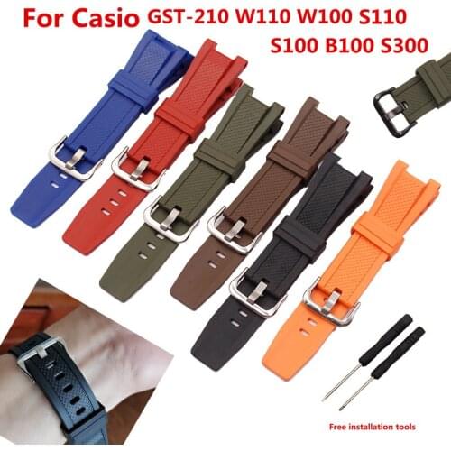 Watch accessories for Casio GST-S130 S110 W100 W120 W130 GST-W300 GST-S410 GST-B100 resin strap mens watch strap