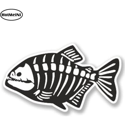 HotMeiNi 13cm x 6cm Cartoon Skeleton Fish Fishing Car Stickers Auto Decals Car Styling Motorcycle Waterproof Car Accessories