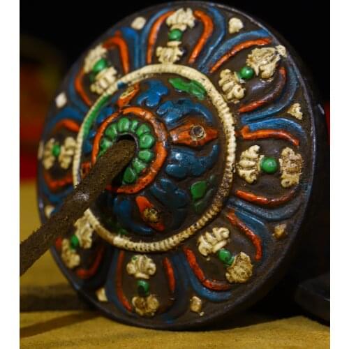 Asian Antique Art Tibetan Tantric Buddhism Handmade Pure Copper Small Touch Bell From Old Temple