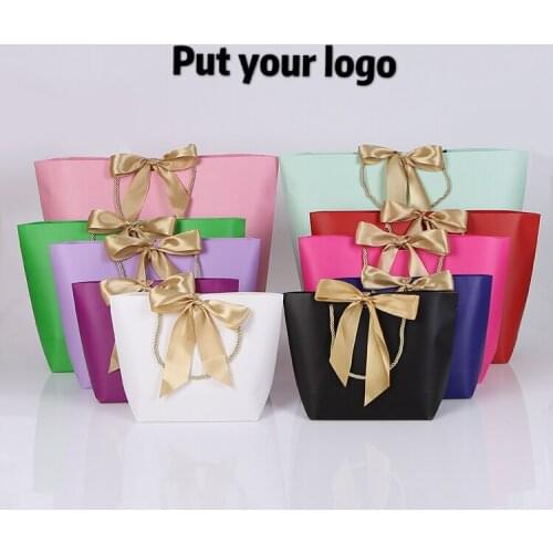 Paper bag Gold Present wedding Paper Box Bags Kraft Paper Gift Bags Garment pack bag custom logo