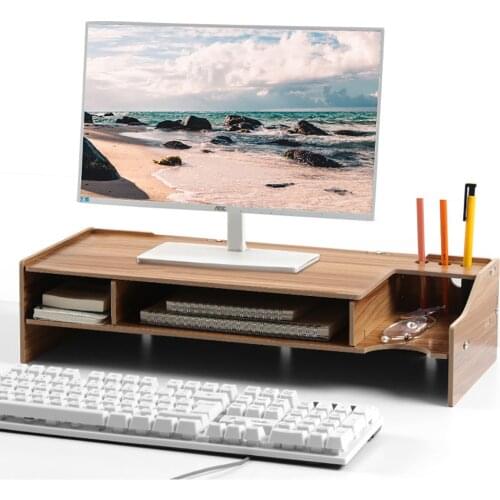 Monitor Stand Riser Desk Organizer-Bamboo Laptop Stand with Drawers, Adjustable Desktop Storage Organizer for Computer, Printer