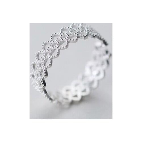 HF JEL 925 Sterling Silver Rings for Women Lace Hollow Pattern Cross Adjustable Ring Women Lady Bijoux Femme Christmas Gifts