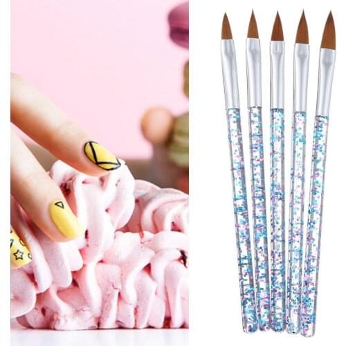 5Pcs/Set Nail Art Liner Painting Brush Crystal Acrylic UV Gel Brush Stripe Flower Painting Carving Drawing Pen Manicure Tools