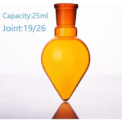 Brown pear-shaped flask,Capacity 25ml,Joint 19/26,Brown heart-shaped flasks,Brown coarse heart-shaped grinding bottles