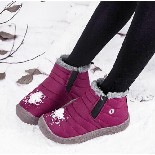 Boys Sport Shoes Winter Kids Anti-skip Claw Hiking Shoes Brand Sneakers Outdoor Warm Plush Fur Teenagers Trekking Walking Boots