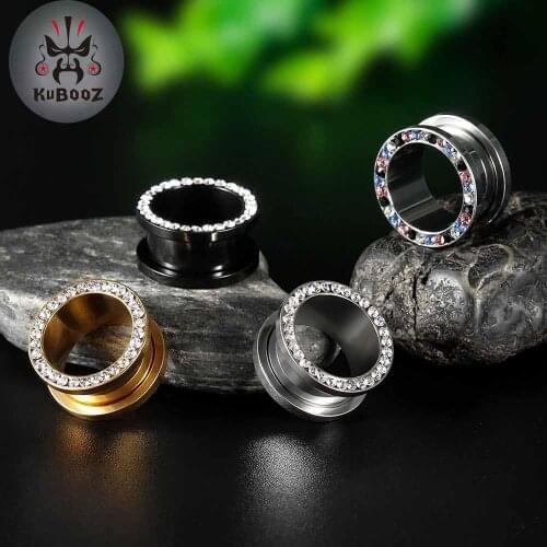 KUBOOZ Fashion Ear Gauges Tunnels Plugs stainless Steel Stretcher Screw Piercing Body Jewelry Expander Earrings Gift