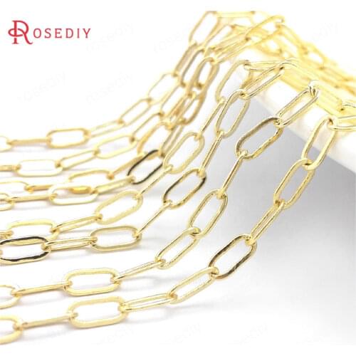 1 Meter Width 2.5MM 5MM 24K Gold Color Brass Long Oval Shape Necklace Chains Jewelry Making Supplies Diy Findings Accessories