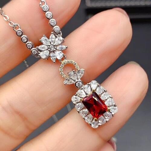 The Best GiftFor your girl Friend Garnet Pendant Natural And Real Garnet Necklace 925 sterling silver Fine jewelry