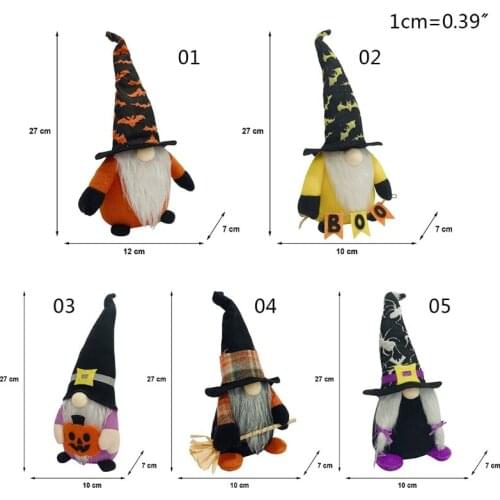M17D Halloween Gnome Handmade Dwarf Plush Doll Spider Scandinavian Tomte Household Holiday Party Decorations
