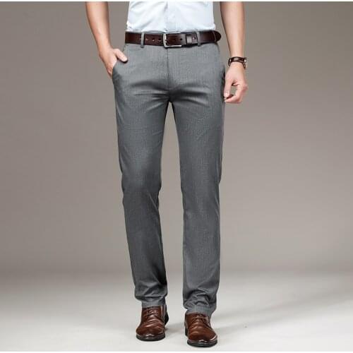 Tencel Modal Mens Casual Pants Mens bamboo fiber thin business pants New in 2021 Light gray black