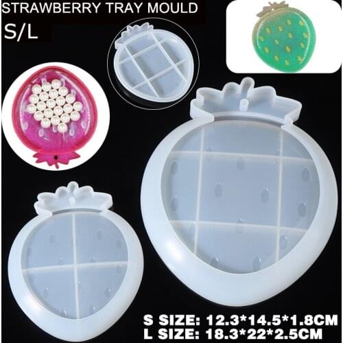 New Strawberry Fruit Shape Tray Silicone Mold Jewelry Pendant Storage Tray Casting Mold DIY Resin Decorative Crafts Supplies