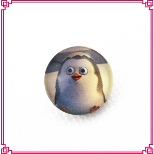New arrive 20pcs/lot 18mm glass cute penguin snap buttons for snap bracelet jewelry