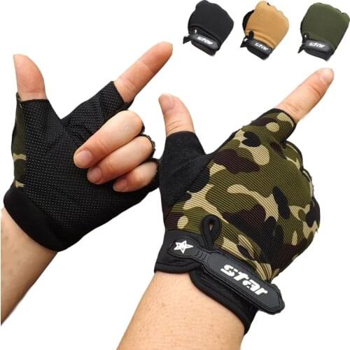 New Tactical Half Finger Fishing Gloves Anti-Slip Men Outdoor Sports Mittens Camouflage Airsoft Shooting Hunting Gloves S-2XL