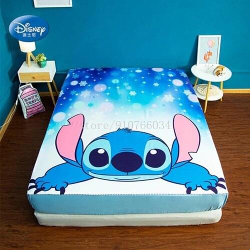 Disney Cartoon Lilo and Stitch Bed Cover Mattress Cover for Bed 1.2m 1.5m 1.8m Fitted Sheet for Boys Girls Bedroom Decor