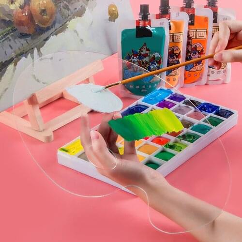 Transparent Acrylic Paint Tray Palette with Thumb Hole for Watercolor Oil Acrylic Gouache DIY Art Craft Painting 30x40cm