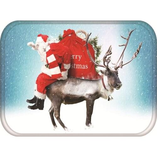 Christmas Patterns New Year Gift Door Mat Polyester Flannel Fleece Fabric Floor Mat Carpet Decoration Living Room