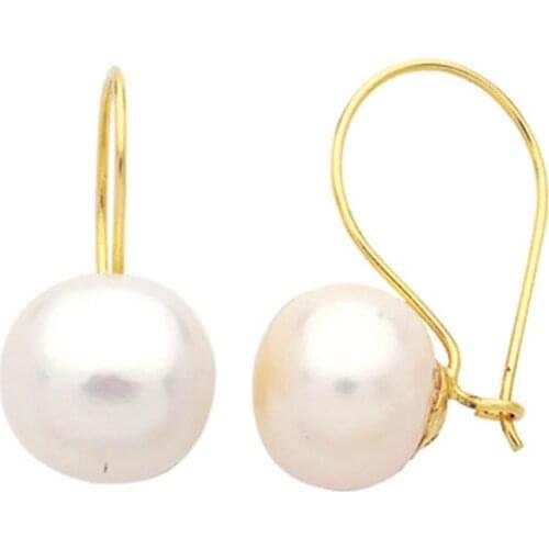 Gold Pearl Earrings EIN024-Certified 14K Gold-A perfect gift for your Loved Ones-Ephesus Gold & Diamond