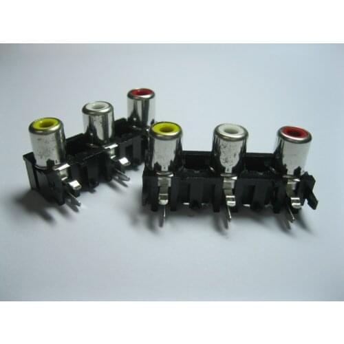 AV Pin Jack 3 Color RCA Female Audio Video AV Socket Connector Pitch 15mm AV3-5 50 pcs per Lot