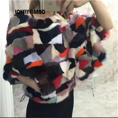 New Female mink fur jacket sleeve head batwing Coat winter womens mink Fur Coat outwear Free Shipping JN421