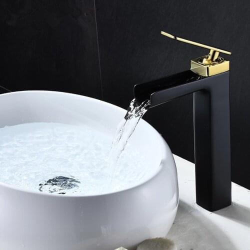 Tuqiu Black Gold Basin Faucet Bathroom Faucet Mixer Tap White Gold Basin Faucet Hot & Cold Waterfall Faucet New Arrivals