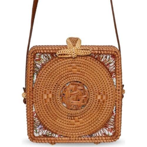 Straw Patterned Fabric Shoulder Bag Made in Turkey New Season Stylish Designs Handcrafted Woven