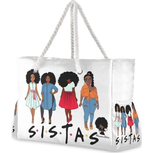 New Fashion Folding Women Big Size Handbag Tote Ladies Casual Afro Girls Black Women Print Shoulder Bag Beach Bolsa Feminina