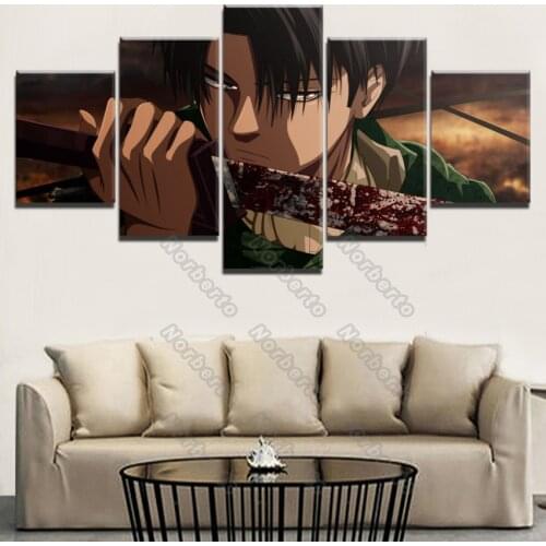 Japanese Anime Canvas Wall Art Painting Poster Anime Profile Picture Titan Levi Ackerman Sword for Home Rooms Wall Decoration