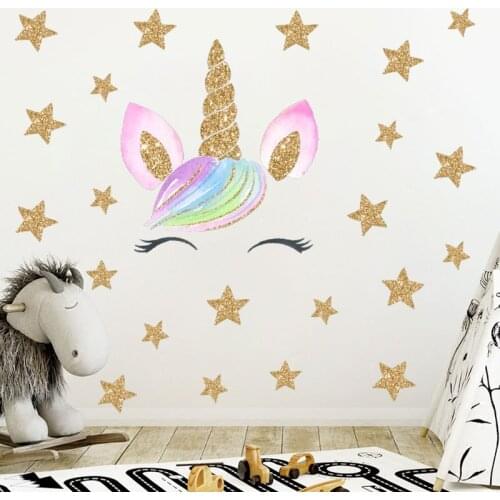 Vivid Cartoon unicorn wall sticker living room bedroom background home decor wall stickers for kids rooms decoracion