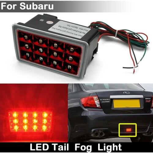For Subaru WRX/STI Impreza XV Crosstrek Red Lens LED Rear Fog Brake Light Tail Lamp