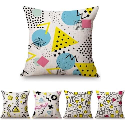 Yellow Nordic Geometric Mathematics Pattern Home Decorative Sofa Cushion Cover Cotton Linen office Seat Chair Throw Pillow Case