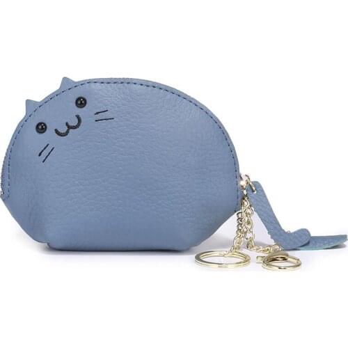 Womens Wallet Made Of Leather Men Card Holder Lucky Cat Solid Simple Casual Cute Ins Fashion FYP Kawaii High-capacity Pink Grey