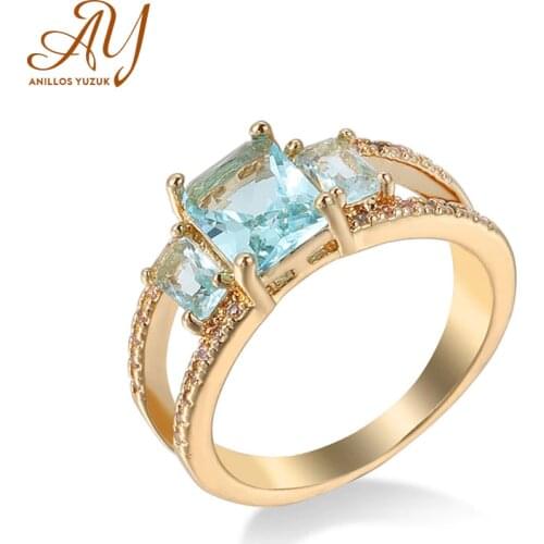Anillos Yuzuk Aquamarine Ring Trendy Blue Sapphire Ring Silver 925 For Women Jewelry Gemstone Ring Silver Engagement Rings