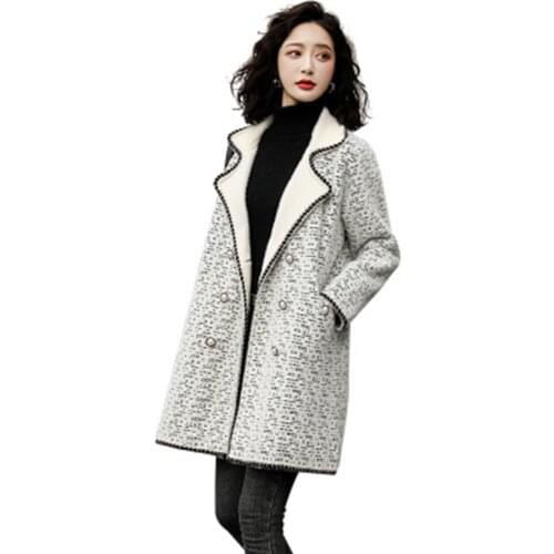 New 2020 Winter Woolen Women Coat Casual Turn-down Collar Slim Long Sections Wool Outerwear casaco feminino