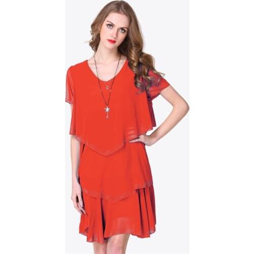 Women Chiffon Dress Summer 2019 Fashion Loose Short Sleeve V-Neck Solid Elegant Party Dress Female Plus size 5XL Vestido