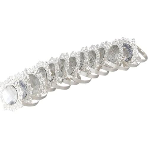 12 Pieces Napkin Rings Napkin Holder Wedding Banquet Dinner Decor Silver