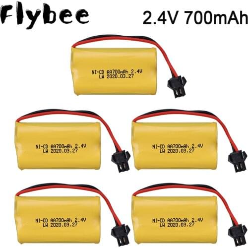 2.4V 700mah AA nicd Rechargeable Battery for RC Car boat truck Electric toy 2.4 v 700 mah AA battery SM-2P plug