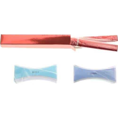 4Pcs/Set Red Color Professional Nail Care Set Kit Include 2PCS Glass Nail Files With Case 2PCS 4Steps Nail Buffer Blocks