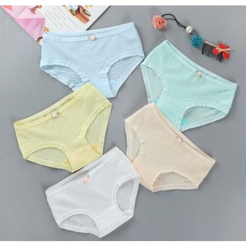 5pc/lot Girls Cotton Summer Low Waist Briefs Childrens Cotton Summer Briefs Cotton Students Girl Underwear
