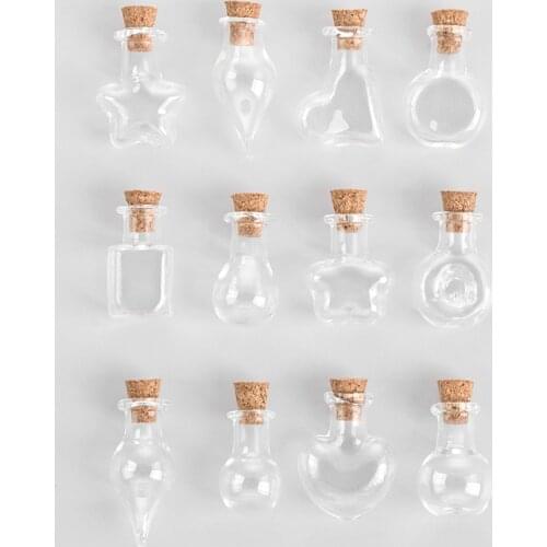 5PCS Mini Wishing Bottle Glass Cork Empty Sample Jars Storage Vial DIY Pendants Home Decoration Cork Stopper Bottles
